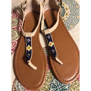 NWOT Tribal Beaded Sandals